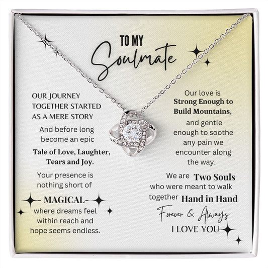 Soulmate - Our Journey Together - 14K White Gold Love Knot Necklace