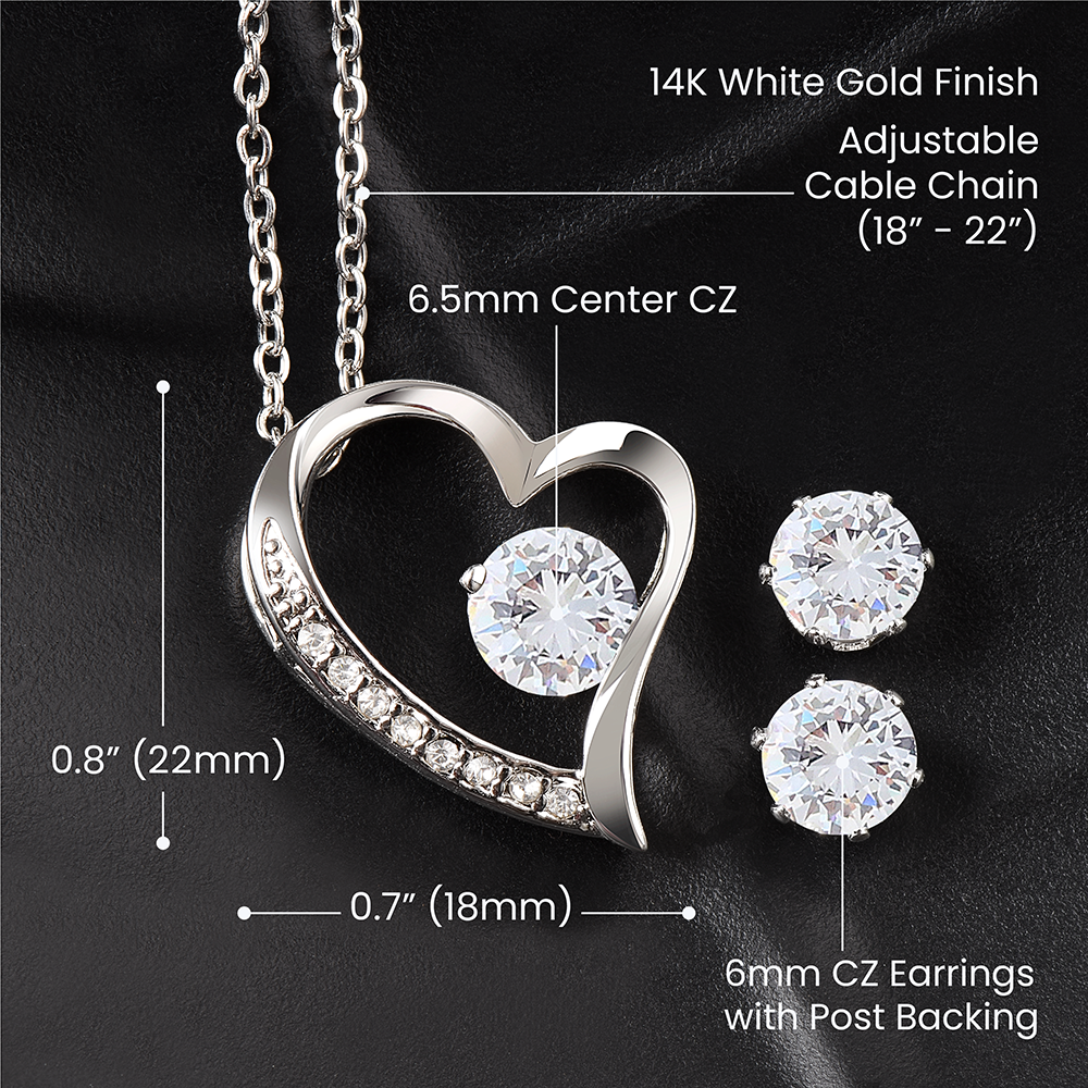 Soulmate - Sweetest Thing - Forever Love Necklace & CZ Earrings